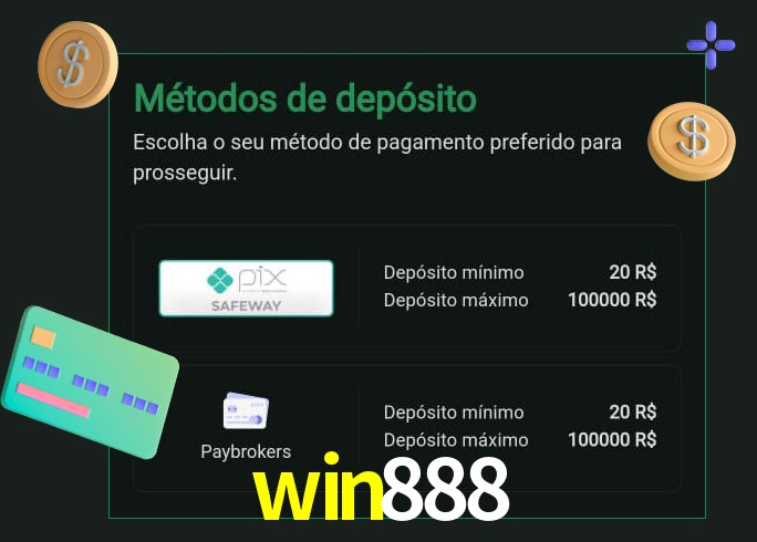 O cassino win888 oferece uma grande variedade de métodos de pagamento